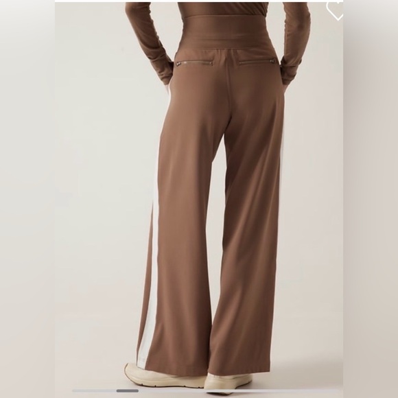 NWT Athleta 1X Venice Colorblock Wide Leg Pant Rustic Beige & Magnolia White - Picture 3 of 9